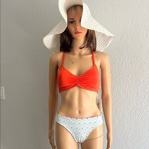 ❤️Orange Bikini Top and Patterned Bottom Set🌸